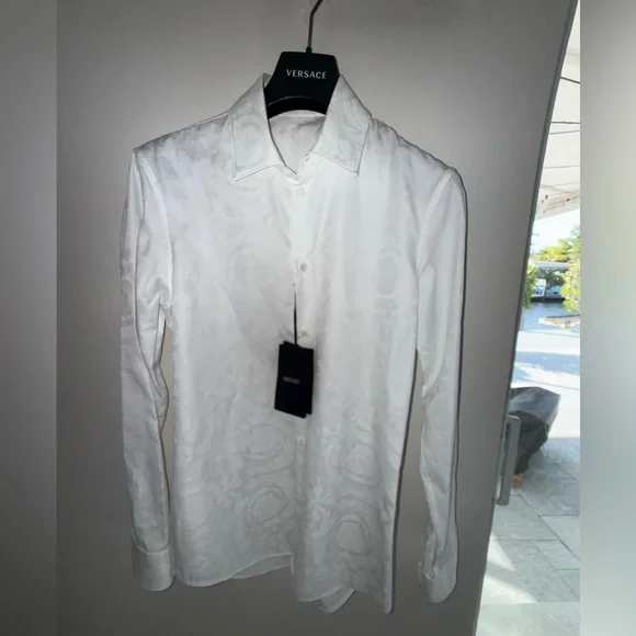 Versace Barocco Jacquard Long Sleeve Shirt Size 37 IT. PRISTINE CONDITION - Picture 5 of 16